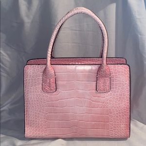 Tommy Hilfiger Pink Croc-Embossed Shoulder Bag